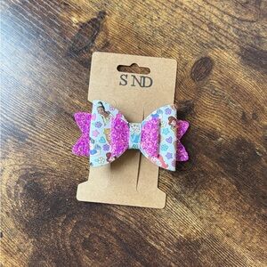 Handcrafted Pink Glitter & Patterned Kids Hair Bow